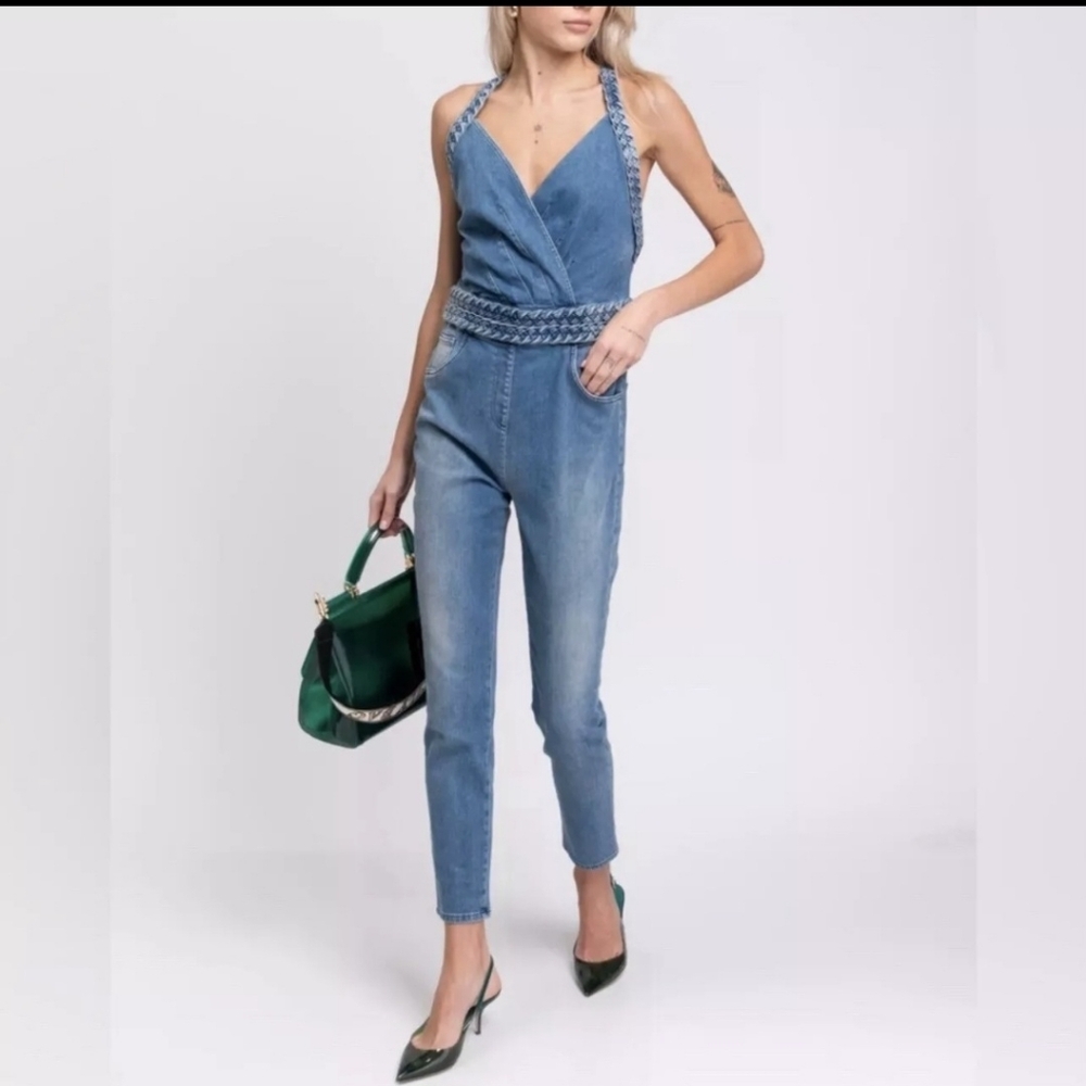 Elisabetta FRANCHI Blue Denim Jumpsuit